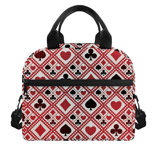 Playing Card Suits Plaid Pattern Print Insulated Lunch Bag