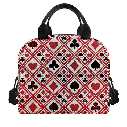 Playing Card Suits Plaid Pattern Print Insulated Lunch Bag