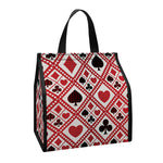 Playing Card Suits Plaid Pattern Print Insulated Lunch Tote