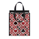 Playing Card Suits Plaid Pattern Print Insulated Lunch Tote