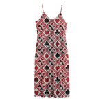 Playing Card Suits Plaid Pattern Print Jersey Midi Cami Dress