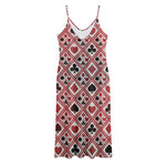 Playing Card Suits Plaid Pattern Print Jersey Midi Cami Dress