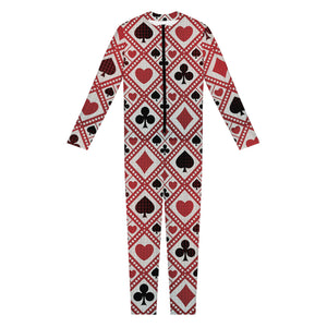 Playing Card Suits Plaid Pattern Print Jumpsuit