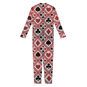 Playing Card Suits Plaid Pattern Print Jumpsuit