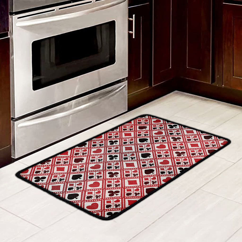 Playing Card Suits Plaid Pattern Print Kitchen Mat