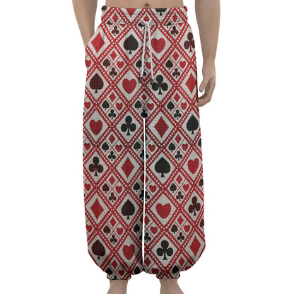 Playing Card Suits Plaid Pattern Print Lantern Pants