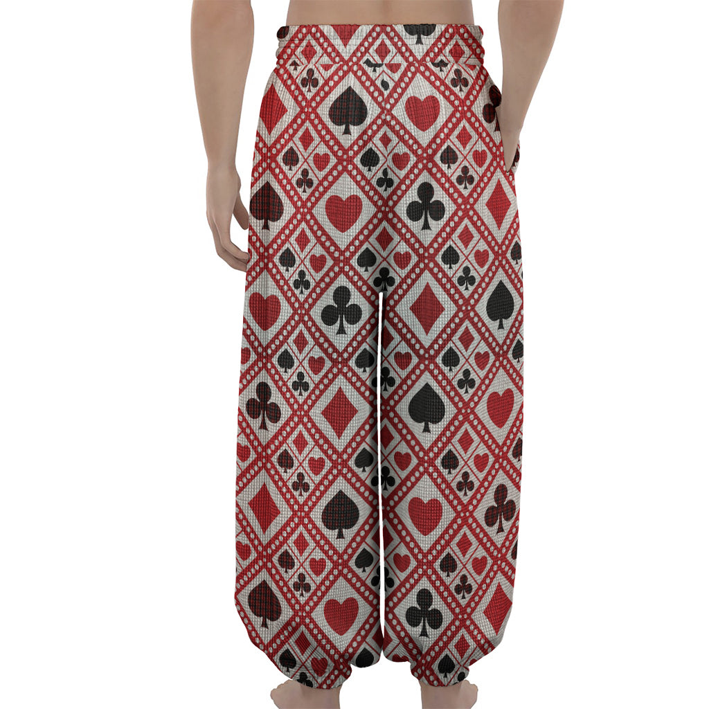 Playing Card Suits Plaid Pattern Print Lantern Pants