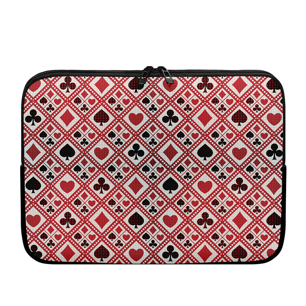 Playing Card Suits Plaid Pattern Print Laptop Sleeve