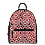 Playing Card Suits Plaid Pattern Print Leather Backpack