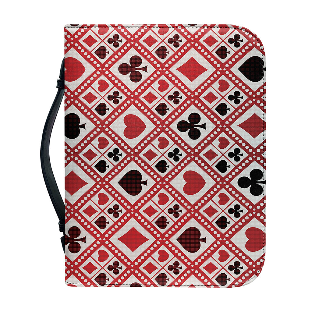 Playing Card Suits Plaid Pattern Print Leather Bible Cover