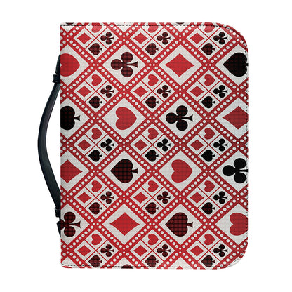 Playing Card Suits Plaid Pattern Print Leather Bible Cover