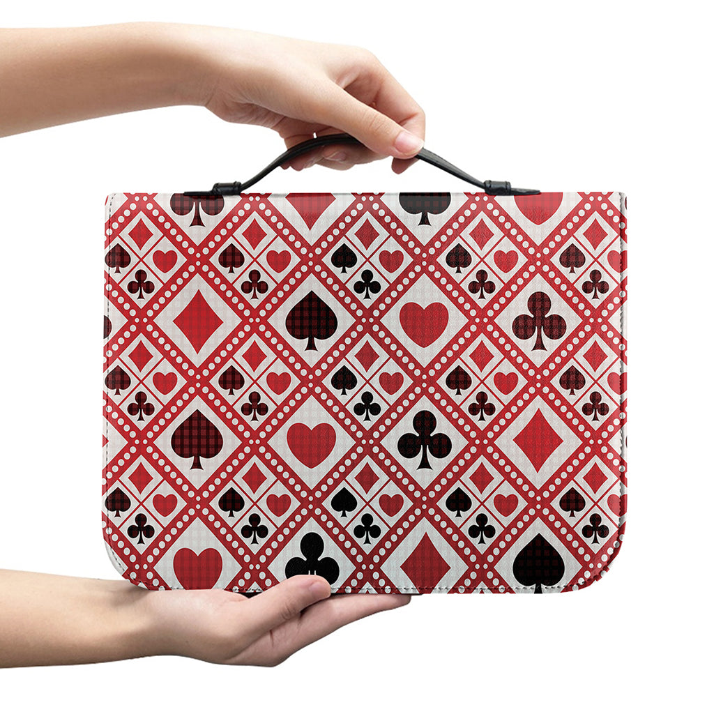 Playing Card Suits Plaid Pattern Print Leather Bible Cover