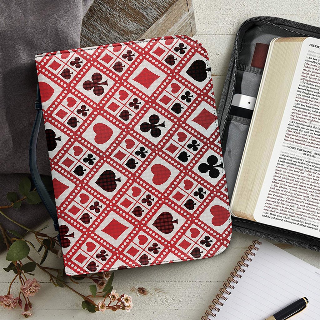 Playing Card Suits Plaid Pattern Print Leather Bible Cover