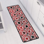 Playing Card Suits Plaid Pattern Print Long Kitchen Mat