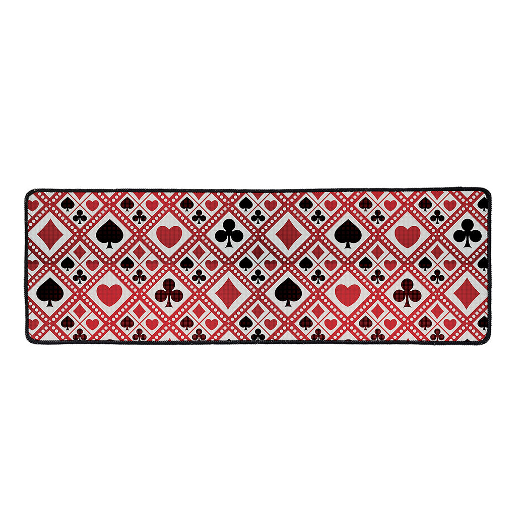 Playing Card Suits Plaid Pattern Print Long Kitchen Mat