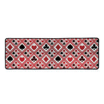 Playing Card Suits Plaid Pattern Print Long Kitchen Mat