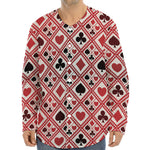 Playing Card Suits Plaid Pattern Print Long Sleeve Baseball Jersey