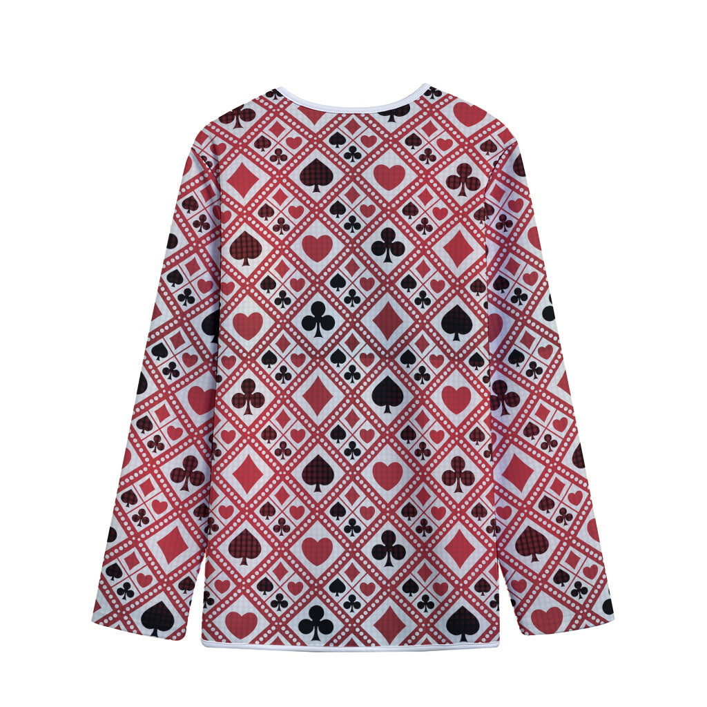 Playing Card Suits Plaid Pattern Print Long Sleeve Short Coat