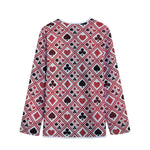 Playing Card Suits Plaid Pattern Print Long Sleeve Short Coat