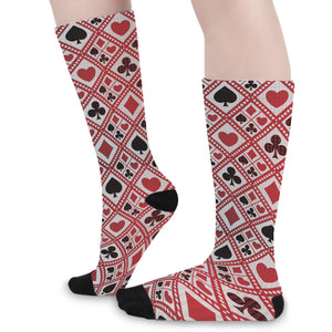 Playing Card Suits Plaid Pattern Print Long Socks