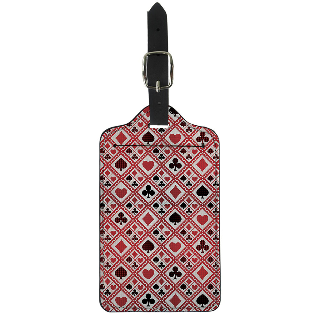 Playing Card Suits Plaid Pattern Print Luggage Tag