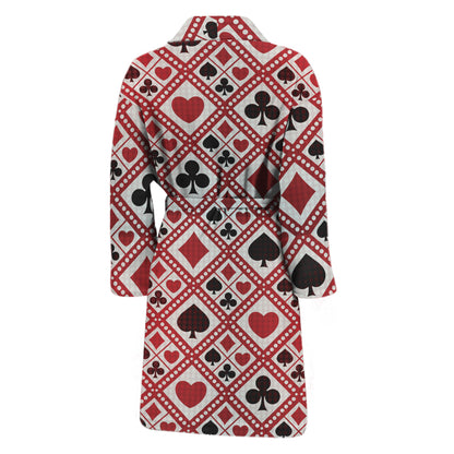 Playing Card Suits Plaid Pattern Print Men's Bathrobe
