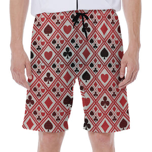 Playing Card Suits Plaid Pattern Print Men's Beach Shorts