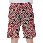 Playing Card Suits Plaid Pattern Print Men's Beach Shorts