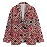 Playing Card Suits Plaid Pattern Print Men's Blazer
