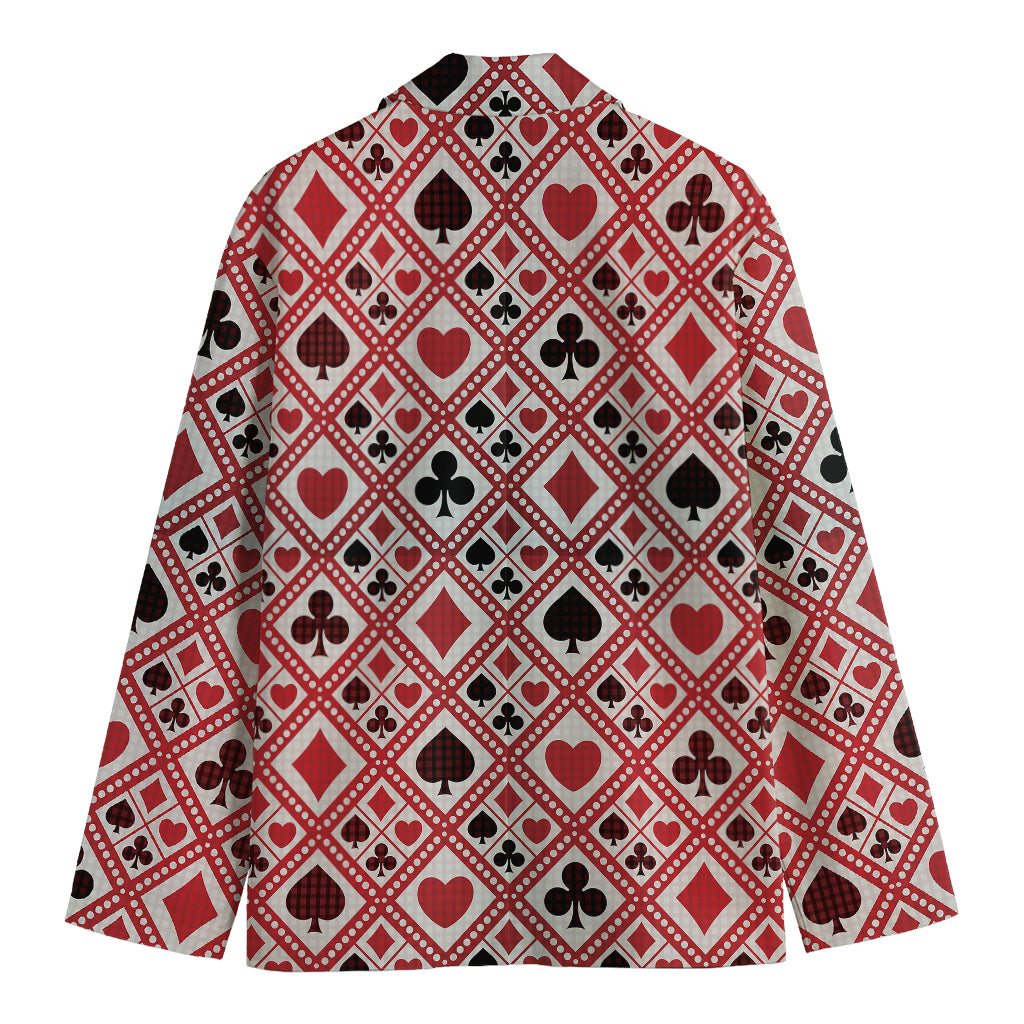 Playing Card Suits Plaid Pattern Print Men's Blazer