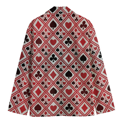 Playing Card Suits Plaid Pattern Print Men's Blazer
