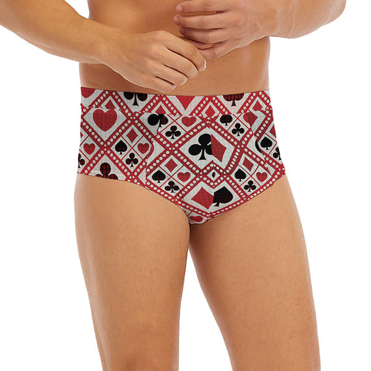 Playing Card Suits Plaid Pattern Print Men's Briefs