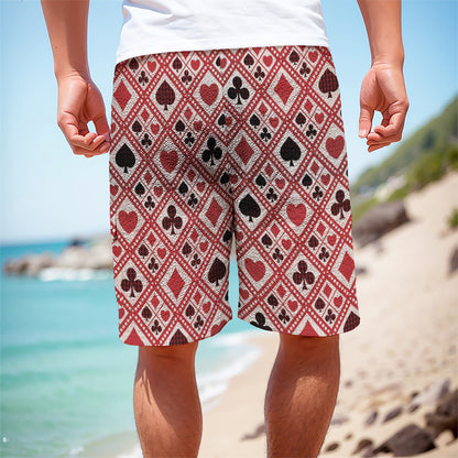 Playing Card Suits Plaid Pattern Print Men's Cargo Shorts
