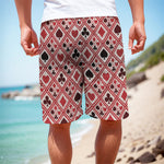 Playing Card Suits Plaid Pattern Print Men's Cargo Shorts