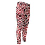 Playing Card Suits Plaid Pattern Print Men's Compression Pants