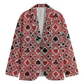 Playing Card Suits Plaid Pattern Print Men's Cotton Blazer
