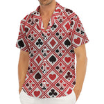 Playing Card Suits Plaid Pattern Print Men's Deep V-Neck Shirt