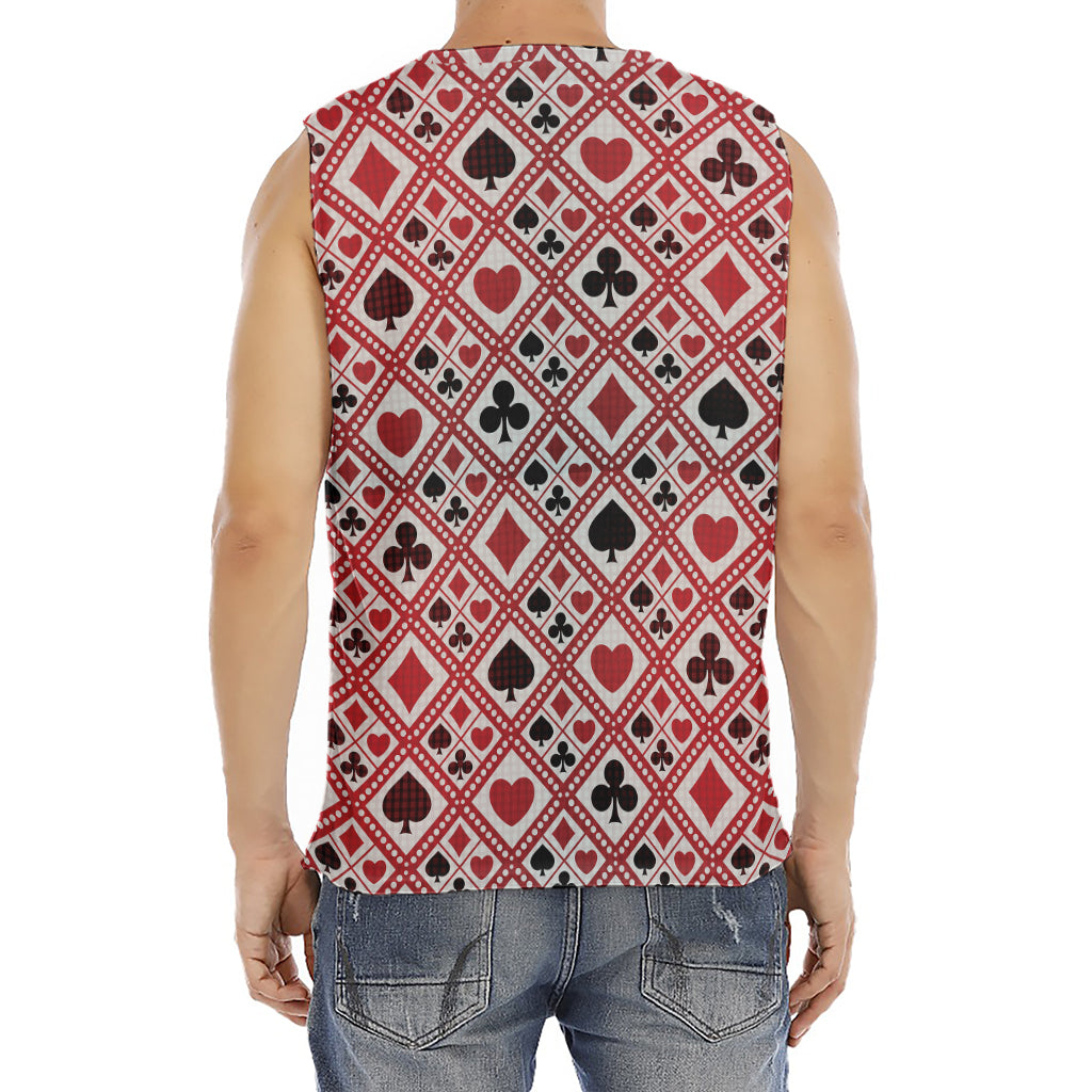 Playing Card Suits Plaid Pattern Print Men's Fitness Tank Top