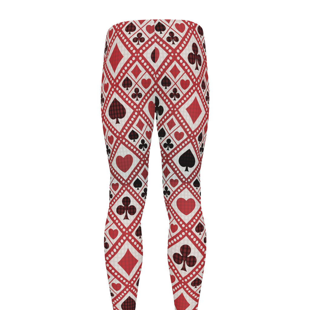 Playing Card Suits Plaid Pattern Print Men's leggings
