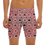 Playing Card Suits Plaid Pattern Print Men's Long Boxer Briefs