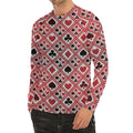 Playing Card Suits Plaid Pattern Print Men's Long Sleeve Rash Guard