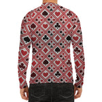 Playing Card Suits Plaid Pattern Print Men's Long Sleeve Rash Guard