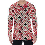 Playing Card Suits Plaid Pattern Print Men's Long Sleeve T-Shirt