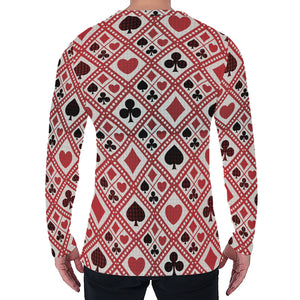 Playing Card Suits Plaid Pattern Print Men's Long Sleeve T-Shirt