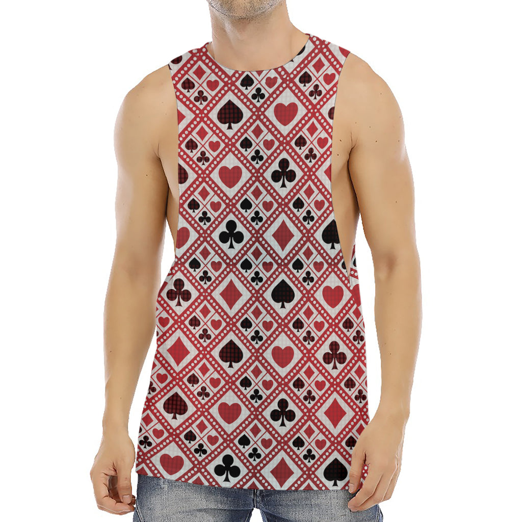 Playing Card Suits Plaid Pattern Print Men's Muscle Tank Top