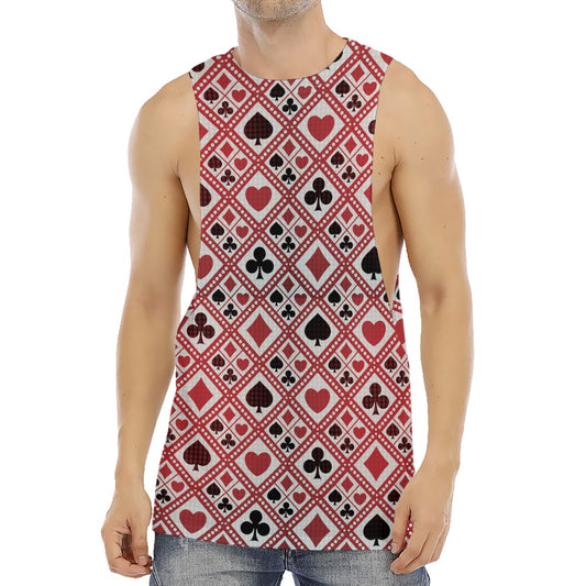 Playing Card Suits Plaid Pattern Print Men's Muscle Tank Top