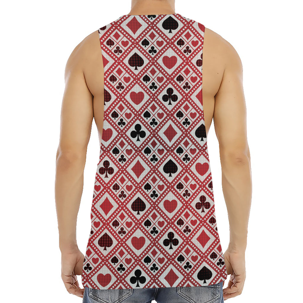 Playing Card Suits Plaid Pattern Print Men's Muscle Tank Top