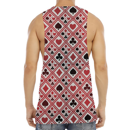 Playing Card Suits Plaid Pattern Print Men's Muscle Tank Top