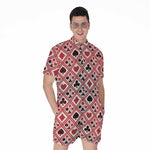 Playing Card Suits Plaid Pattern Print Men's Rompers