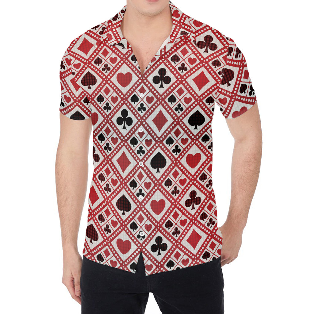 Playing Card Suits Plaid Pattern Print Men's Shirt